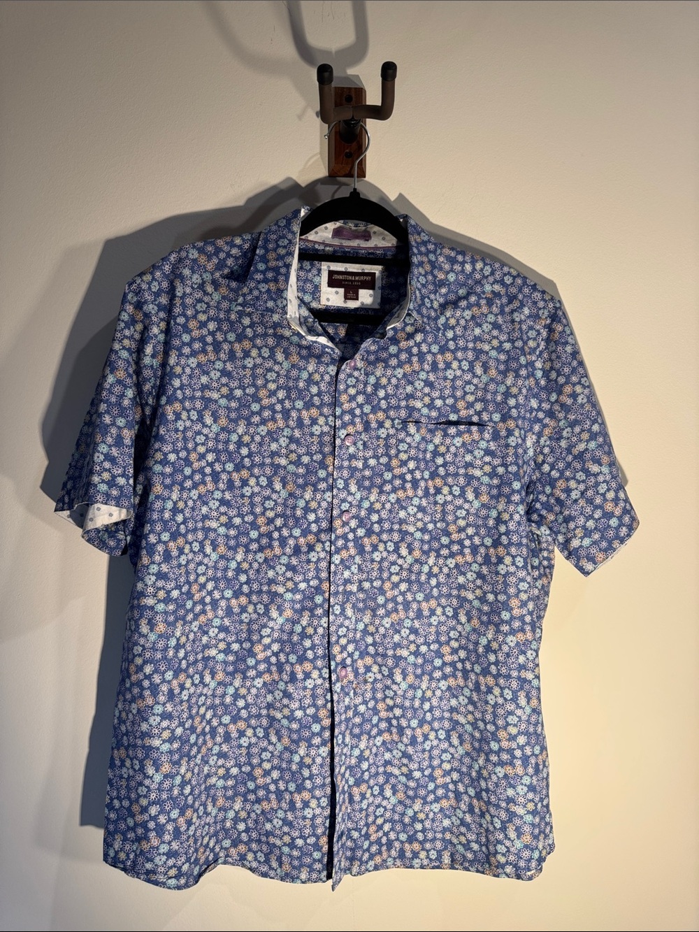 Johnston & Murphy Blue Floral Short-Sleeve Button-Down Shirt